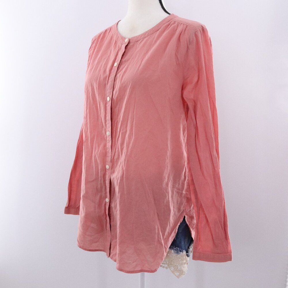 LOFT | Cotton Long Sleeve Button Down Shirt Large Salmon